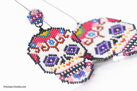 Sugar Skull Pendant (Brick Stitch) — 10/0 PermaLux Version