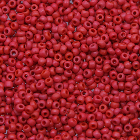 10SV100-38: Vintage Venetian Seed Bead Op Melon Red 10/0