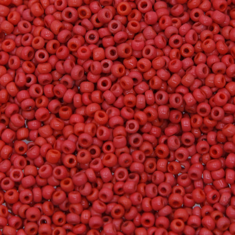 10SV100-38: Vintage Venetian Seed Bead Op Melon Red 10/0