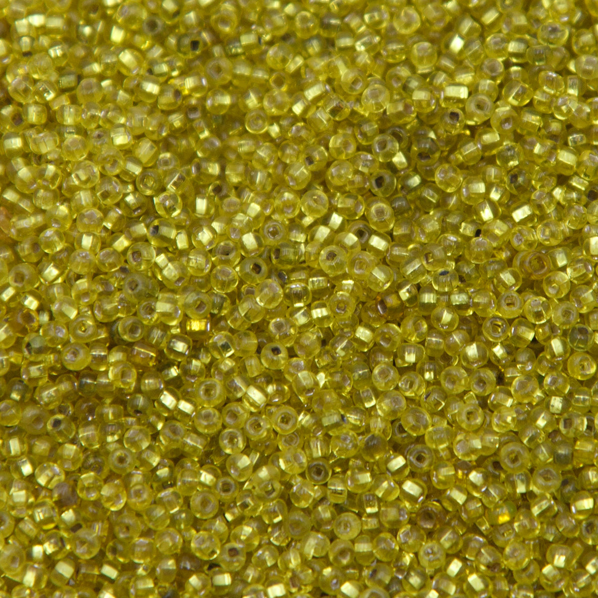 11SV426-Q: Vintage Venetian S/L Green Yellow #3 SQ Hole 11/0 500 Grams