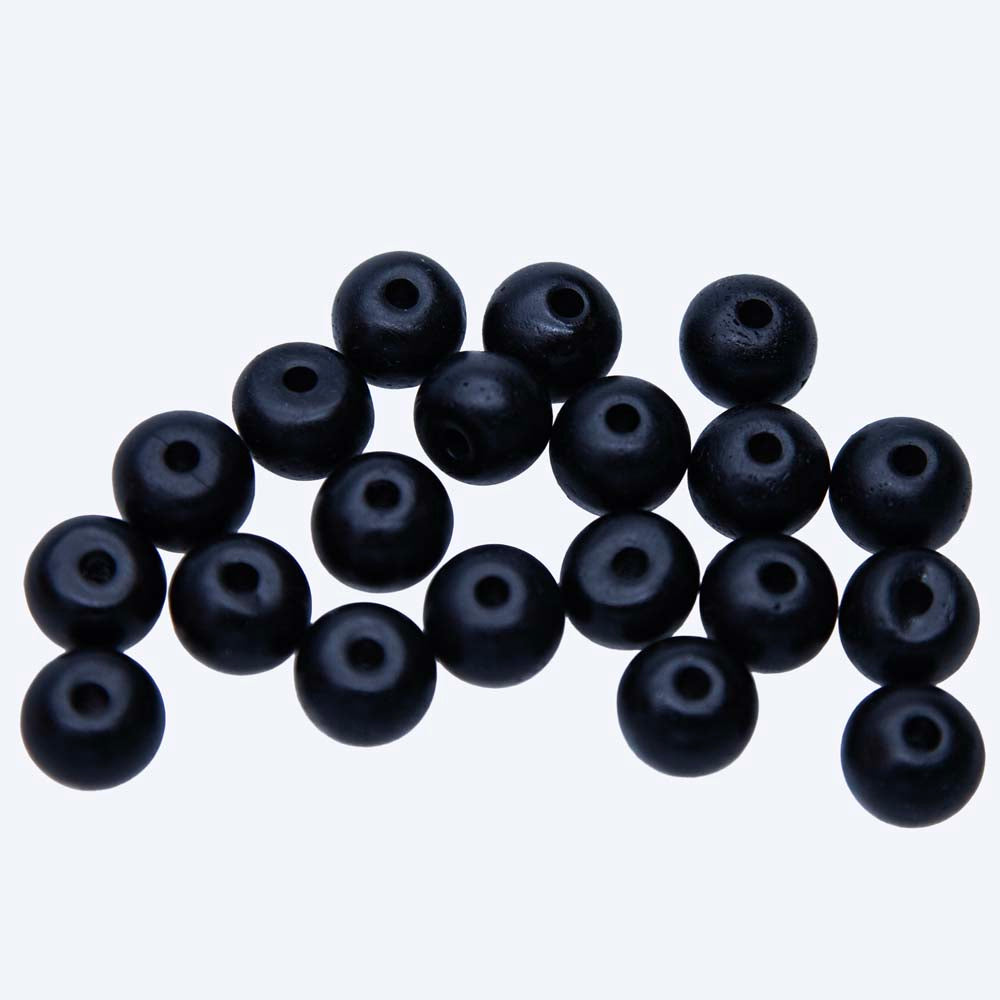 12BN109: Bone Smooth Round Black 12mm Average 20 Pieces