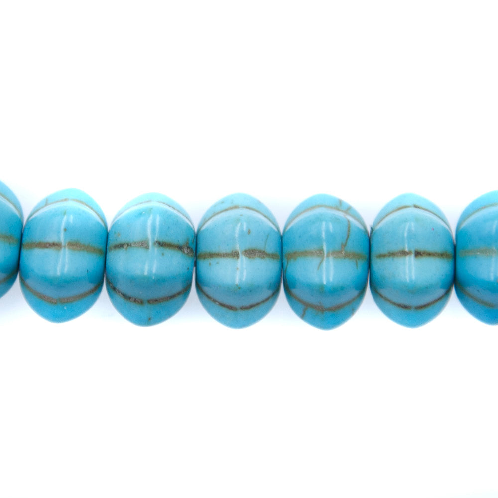 12ST612-B: 12x7mm Blue Turquoise Pumpkin Beads 15.5"
