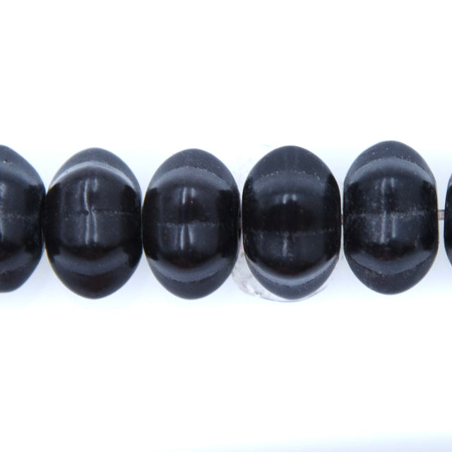 12ST612-BK: 12x7mm Black Magnesite Pumpkin Beads 15.5"