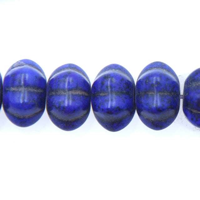 12ST612-DB: 12x7mm Lapis Magnesite Pumpkin Beads 15.5"