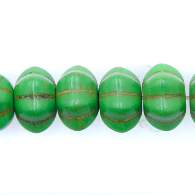 12ST612-G: 12x7mm Green Magnesite Pumpkin Beads 15.5"