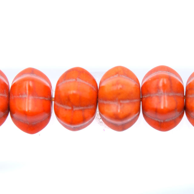 12ST612-O: 12x7mm Orange Magnesite Pumpkin Beads 15.5"