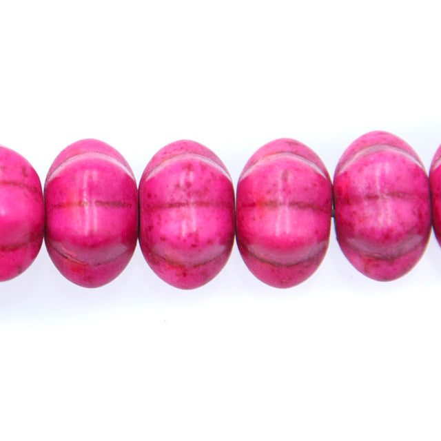 12ST612-P: 12x7mm Pink Magnesite Pumpkin Beads 15.5"