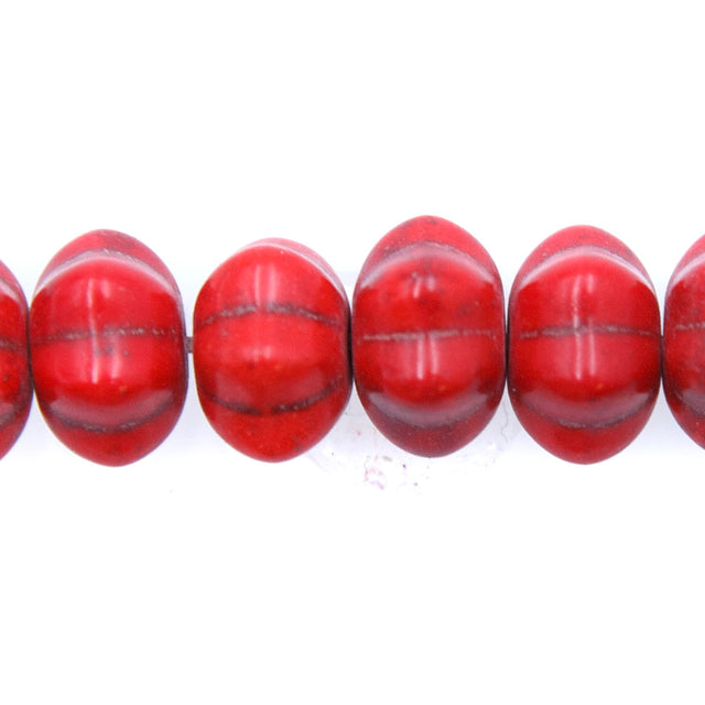 12ST612-R: 12x7mm Red Magnesite Pumpkin Beads 15.5"