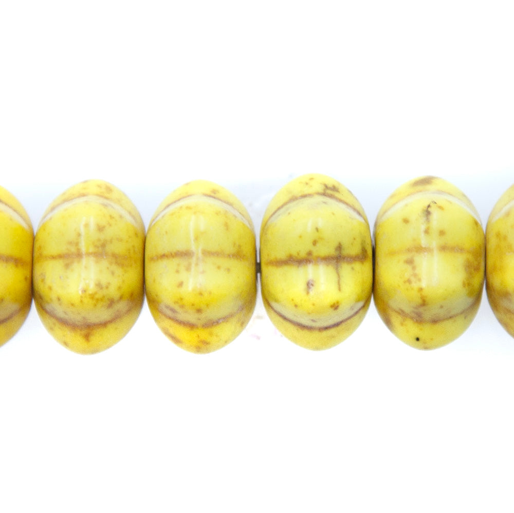 12ST612-Y: 12x7mm Yellow Magnesite Pumpkin Beads 15.5"