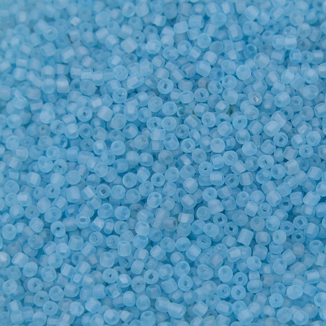12SV100-38: Vintage Venetian Seed Bead Sq-H Tr Frosted Lt Blue 12/0