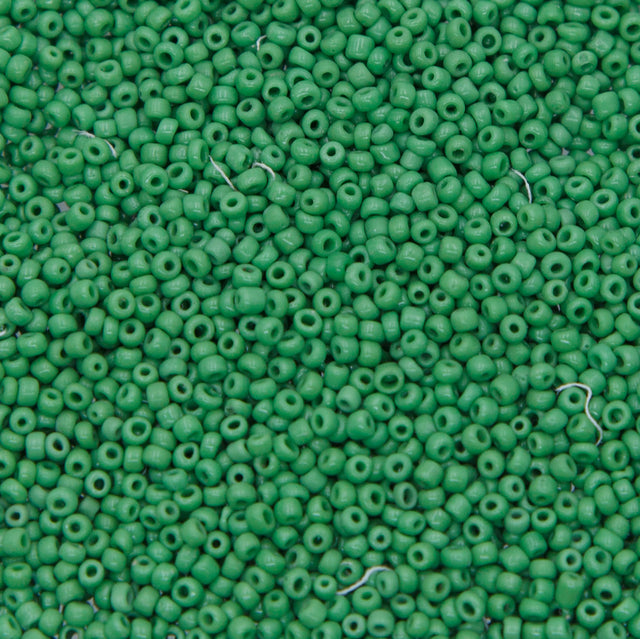 12SV100-41: Vintage Venetian Seed Bead Op Med Green 12/0