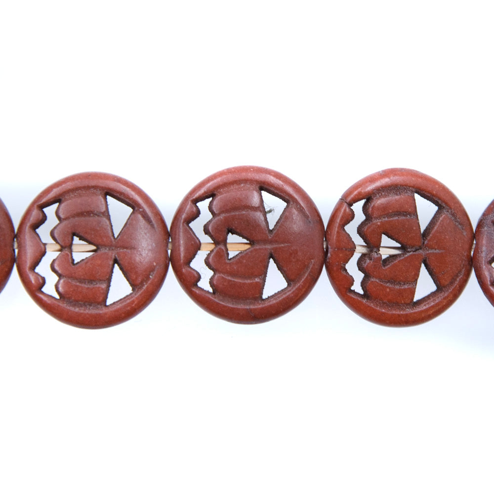 15ST50-CO: 15mm Coffee Magnesite Pumpkin Beads 15.5"