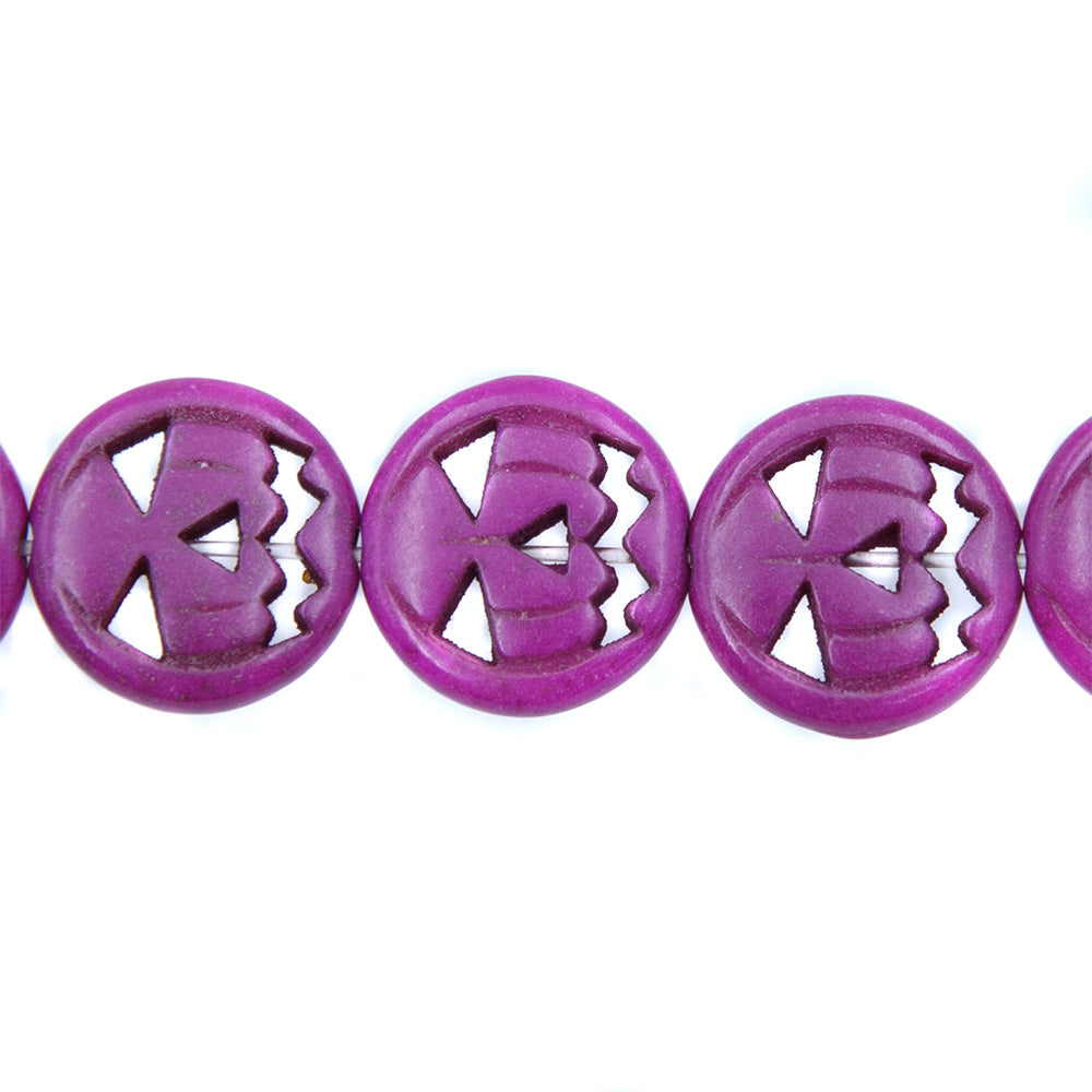 15ST50-F: 15mm Fuchsia Magnesite Pumpkin Beads 15.5"