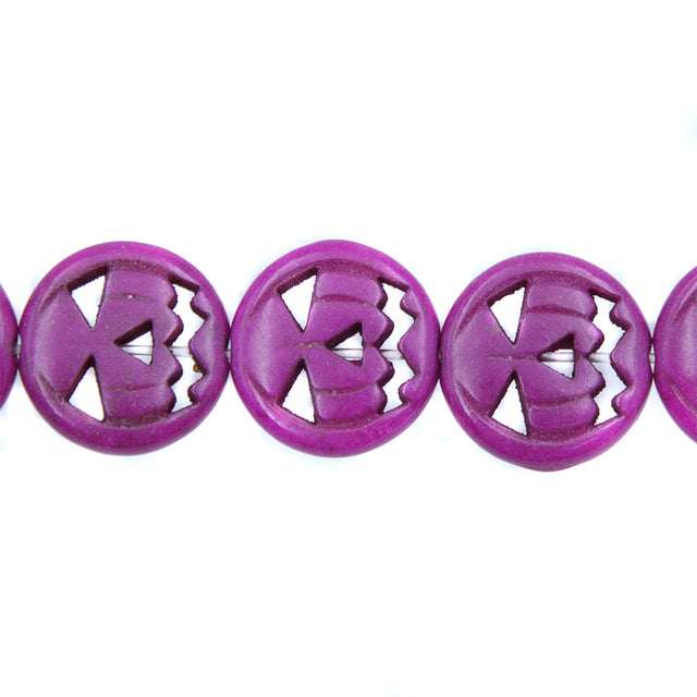 15ST50-F: 15mm Fuchsia Magnesite Pumpkin Beads 15.5"