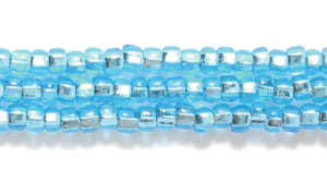 10SB464: CZ Seed Bead Silver Lined MED Aqua 10/0 5HK