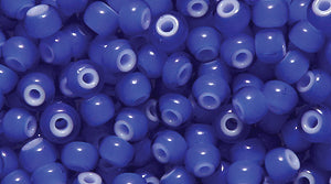 8SB278-WHL: CZ Seed Bead White Heart Cobalt 8/0 50GM