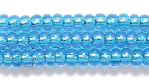 8SB466: CZ Seed Bead Silver Lined DK Aqua 8/0 6HK