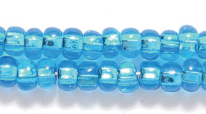 6SB466: CZ Seed Bead Silver Lined DK Aqua 6/0 36STR