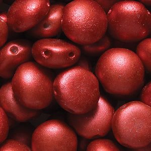 8CA947-ME: CZ Candy Two Hole Copper Red Silk Metallic 8mm 400PC