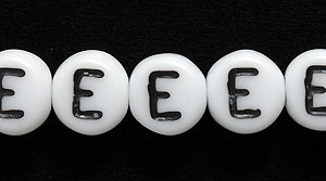 6LB-E: CZ Alphabet E White/black 6mm 300PC
