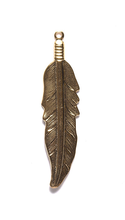 45FI650-G: Feather Charm Gold PLT 45mm 6PC