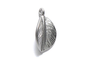 FI1863-SR: TEXTR Leaf Charm 13mm Satin Rhodium - 1PC