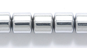 67ST812: Hematite Drum 6mm Silver 1 Strand