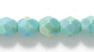 6FC585-OPR: CZ FACET RD Turquoise Green AB 6mm-50PC