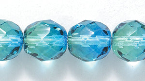 8FC5268-CR: CZ FACET RD 2 Tone Aqua/green 8mm - 25PC