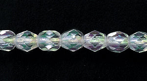 4FC512-88: CZ FACET RD Crystal With Green Iris AB 4mm-600PC