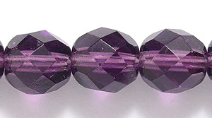 8FC299-5: CZ FACET RD TRANS DK Plum 8mm-150PC