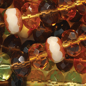 77FR9206: CZ FC Gem Cut Glass Rondell Mix #206 9mm 300PC