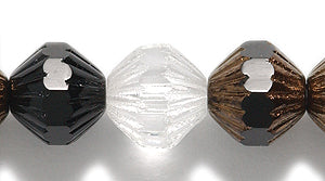 85FB9001R: CZ Faceted Fluted Center Bicone Mix #001 9mm-50PC