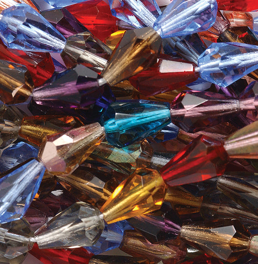 48FC999-XR: CZ Faceted Drop All Mixed Up 8x12mm-20PC