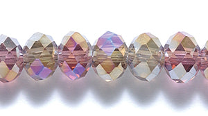 73CD598-2: CUT CRYSTAL FC RD RONDELLE Amethyst W/Purple AB 4x6mm