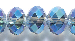 77CD512-76: Cut CRY RD RNDL Crystal W/ Blue AB 8x10mm 15-16" STR
