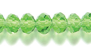73CD282: Crystal Round Rondelle LT Peridot 4x6mm A A A 1STR
