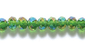 71CD582: Crystal Round Rondelle Peridot AB 3x4mm 1STR