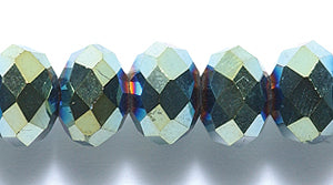 75CD882: Crystal Round Rondelle Metallic LT Green 6x8mm 67