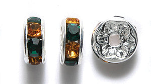 78RS286: Poly Rondelle Emerald/light Topaz 8mm