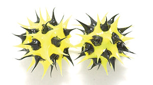 6MS122-09: Rubber Bead Round Yellow With Black 6mm - 5PPK