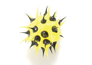 8MS122-09: Rubber Bead Round Yellow With Black 8mm - 5PPK