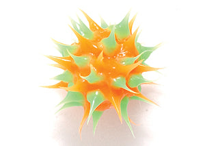 8MS134-82: Rubber Bead Round Orange With Green 8mm - 5PPK