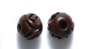 8BN158-R: Bone Carved Rose Round Brown 8mm 15 Pieces