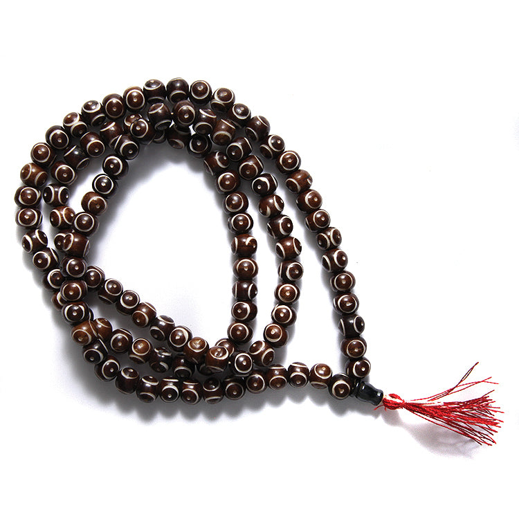 10BN158-M3: 10BN158-M3 Bone Mala DK BRWN/WHT Carve RND 10mm