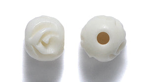 8BN114-R: Bone Carved Rose Round 8mm Average 15 Pieces