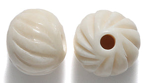 12BN114-C2: Bone Round White Carved 12mm 20 Pieces