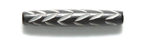 36IP109-CJ: India Bone Hare Pipe Black With White 1.5inch 12 Pieces