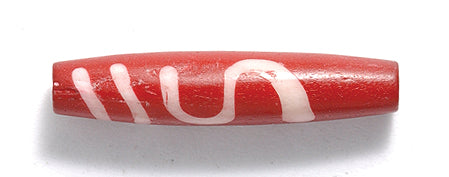 30IP146-W: India Bone Tube Dark Red With White 1.25inch 15 Pieces