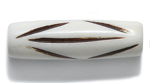 BN275-56: Bone Carved Tube Antiqued 24mm Average 20 Pieces